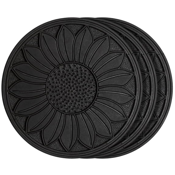 HF by LT Rubber Sunflower Garden Stepping Stone, 11-3/4 inches, Black, Set of 3