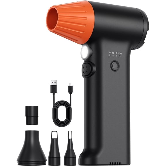 HF600-Pro  Duster, 130000RPM Super Power Cordless Electric Air Duster, Rechargeable Handheld Air Blower for PC, Keyboard, Devices, , House Cleaning,  Snow Blower, 3 Gear