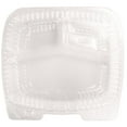 thumbnail image 1 of HFA® Handi-Lock Three-Compartment Food Container, 8 x 3 x 8.87, Clear, Plastic, 250/Carton, 1 of 3