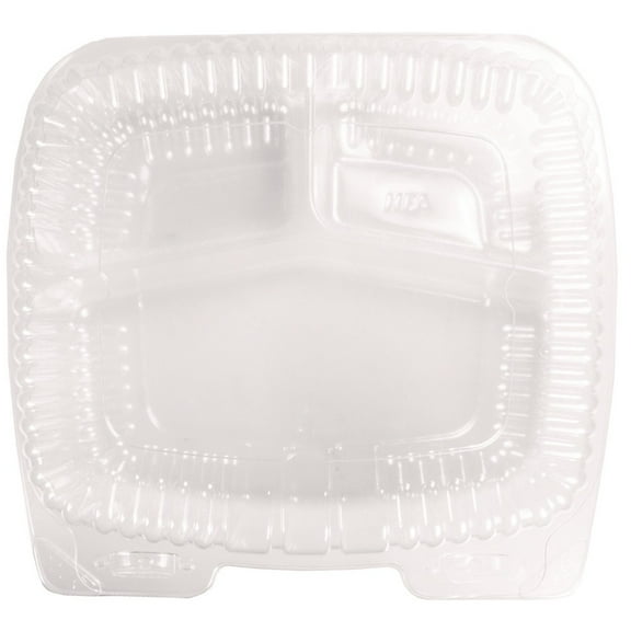 HFA® Handi-Lock Three-Compartment Food Container, 8 x 3 x 8.87, Clear, Plastic, 250/Carton
