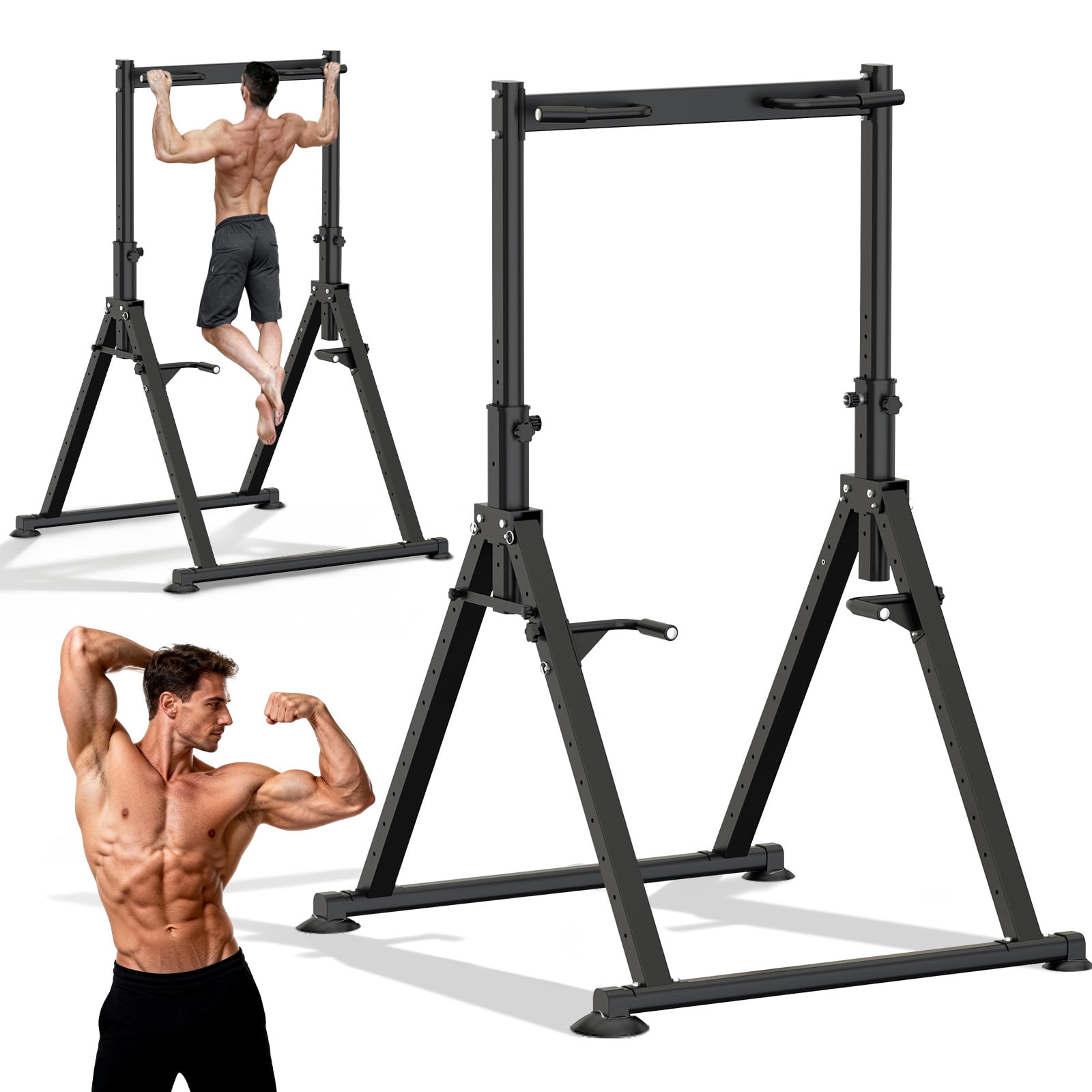 HFBDFFJ Folding Pull Up Station Power Tower for Home Gym, Height Adjustable Pull Up Bar Dip Station, Multifunctional Full Body Strength Training Fitness Equipment, Triangle Structure deal from Walmart