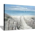 thumbnail image 1 of HFDF Abstract Beach Path Artwork Picture: Coastal Painting Ocean Canvas Wall Art for Living Room 18x12inch Framed, 1 of 6