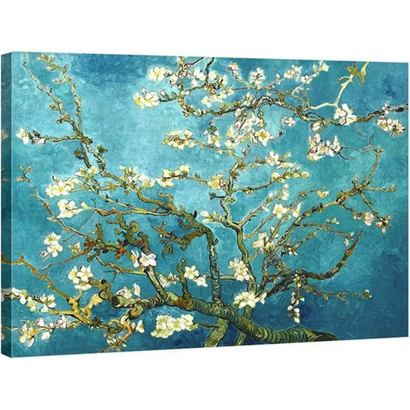 HFDF Almond Blossom By Vcent Van Gogh Oil Patgs Reproduction Modern Extra Large Floral Giclee Canvas Prts Flowers Pictures on Canvas Wall Art for Home Office Decorations XL 24x16inch Framed