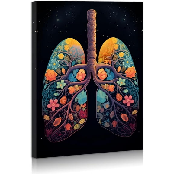 HFDF Anatomy with Flowers Wall Art Print Contemporary Modern Art for Office Medical Clinic Living Room Bedroom Home Decorations Gift for Nurse PA Dr Physician Ready To Hanges 12x16inch Framed