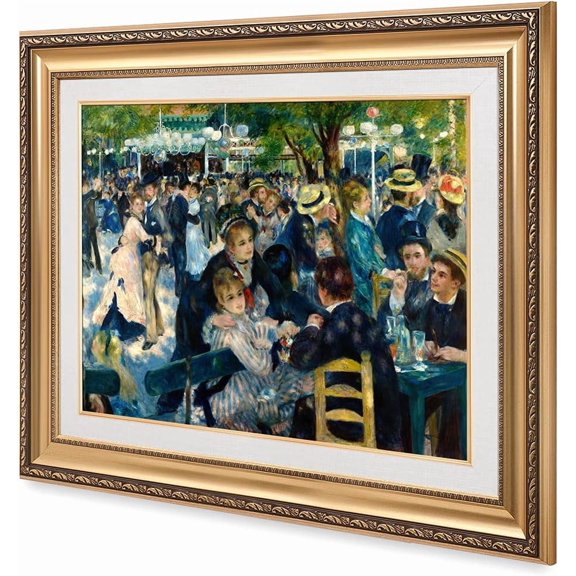 HFDF Bal du Moul de la Galette, Pierre-Auguste Renoir Classic Art. Giclee Prts Art for Wall Decor. Picture: , : 24x16inch Framed