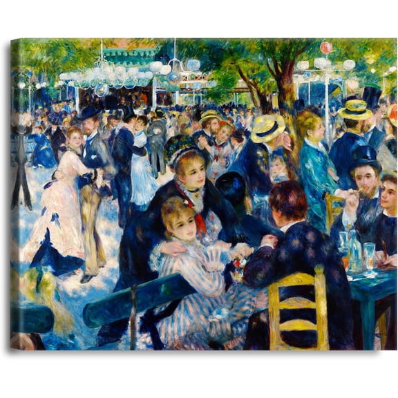 HFDF Bal du Moul de la Galette by Pierre-Auguste Renoir The World Classic Art Reproductions, Giclee Canvas Prts Wall Art for Home Decor, 18x12inch Framed