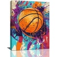 thumbnail image 1 of HFDF Banksy Basketball Wall Art Graffiti Basketball Wall Decor Colorful Sports Pictures Street Canvas Patg Modern Artwork Home Decorations for Bedroom Boys Room Teen Kids Playroom 8x10inch Framed, 1 of 5