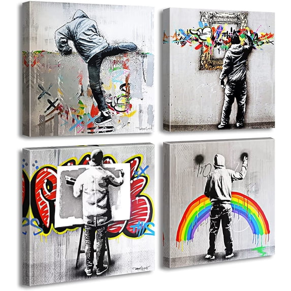 HFDF Banksy Street Graffiti Art Wall Decor Pop Art Colorful Paintings ...