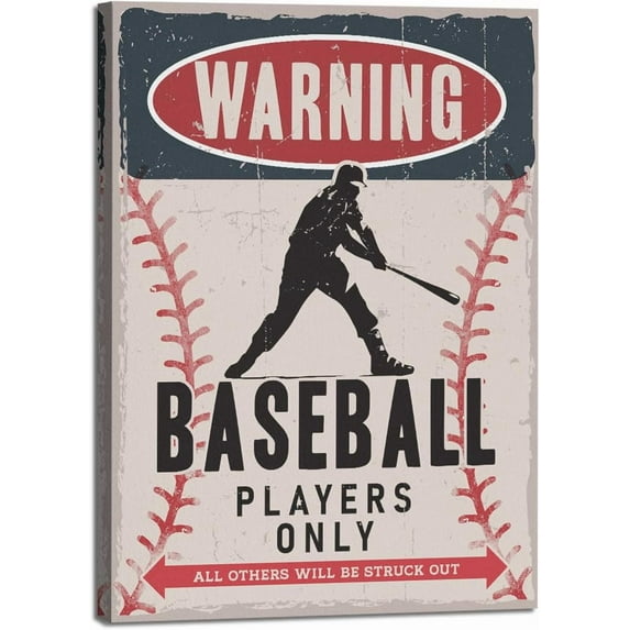 HFDF Baseball Canvas Wall Art, Artwork for Walls, Funny Sports Prts, Baseball Gifts Posters for Room Aesthetic, Wall Decor Patg for Gym Boys Room Bedroom Decor 12x18inch Framed