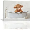 thumbnail image 1 of HFDF Bathroom Highland Cow Wall Art Rustic Cow Baby Bathtub Pictures Wall Decor Highland Cattle Canvas Prints Painting Artwork Decoration for Toilet Restroom Bedroom Living Room 20x16inch Framed, 1 of 7
