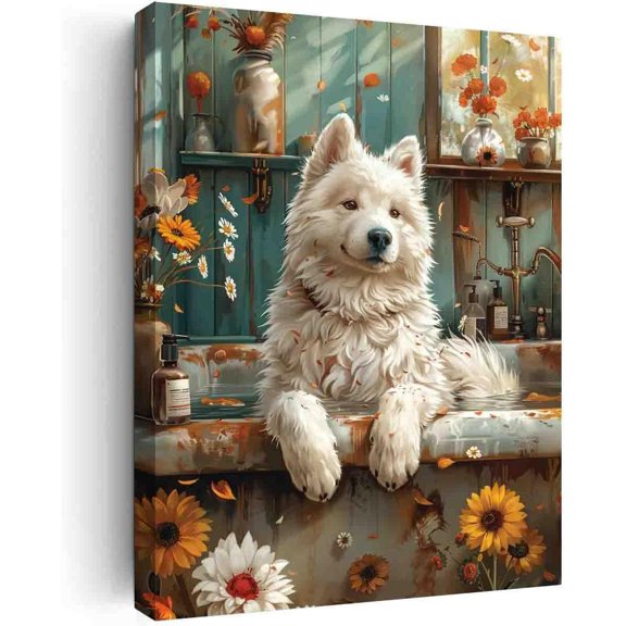 HFDF Bathroom Rules Funny Word Wood Textured Design Canvas Wall Art,, Multi-Color 12x16inch Framed