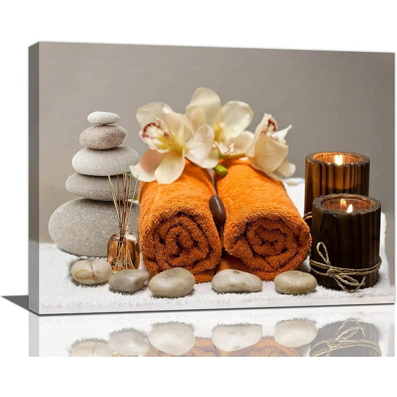 HFDF Remzoke Zen Bathroom Decor Stone Canvas Prints for Wall Spa Painting Modern Artwork Home Decoration 10x8inch Unframed