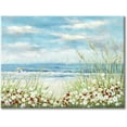 thumbnail image 1 of HFDF Beach Scene Canvas Wall Art Seaside White Wildflower & Blue Ocean Seascape Painting Picture Artwork for Bedroom Wall Decoration 18x12inch Framed, 1 of 6