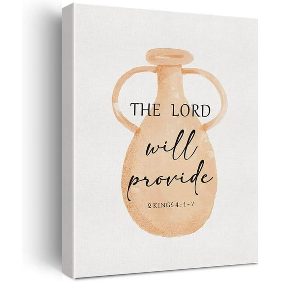 HFDF Bible Verse Watercolor Canvas Prt Decor the Lord will Provide 2 Kgs 4 : 1-7 Wall Patg Posters ArtworkModern Home Office Decoration 11x14inch Framed