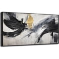 thumbnail image 1 of HFDF Black Abstract Lines Picture Wall Art, 24x 48 Modern Canvas Print, Living Room, Bedroom, Office, Kitchen, Dining Room Gallery Decor 14x11inch Framed, 1 of 6