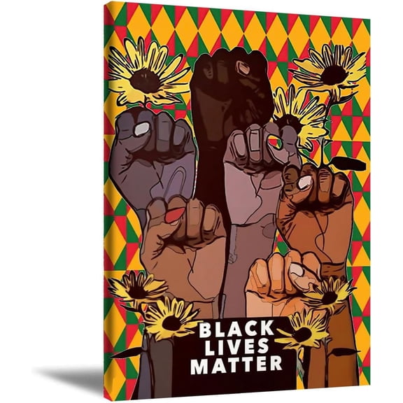 HFDF Black Lives Matter Sign Wall Art Poster Motivational African American Art Gift For Men Inspiring Quotes Poster For Teen Room Living Room Boys Bedroom Office 16x20inch Framed