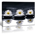 thumbnail image 1 of HFDF Black and White Canvas Wall Art Yellow Daisy Pictures Flower and Stone Paintings for Bathroom Living Room Bedroom Office Decoration Still Life Modern Zen Home Decor 20x16inch Framed, 1 of 6