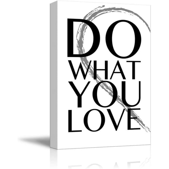 HFDF Black and White Half Heart with a Quote Do What You Love Canvas Art Home Art 8x10inch Framed