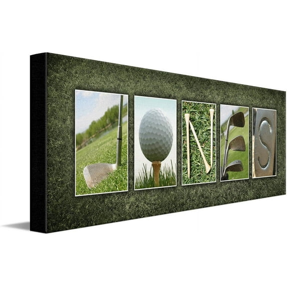 HFDF Block Mount - Personalized Golf Name Art - Perfect and unique customized gift for the golfer or golf enthusiast 16x12inch Framed