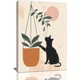 thumbnail image 1 of HFDF Boho Cat Wall Art Minimalist Black Cat Pictures Canvas Wall Decor Mid Century Print Painting Artwork Modern Home Decorations for Bathroom Living Room Bedroom Office 20x24inch Framed, 1 of 6