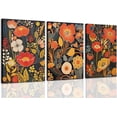 thumbnail image 1 of HFDF Boho Floral Wall Art Abstract Flower Canvas Prints Flower Mid Century Modern Botanical Painting Colorful Flowers Pictures Wall Decor Set of 3 for Living Room Bedroom Bathroomin 12x16inch Framed, 1 of 7