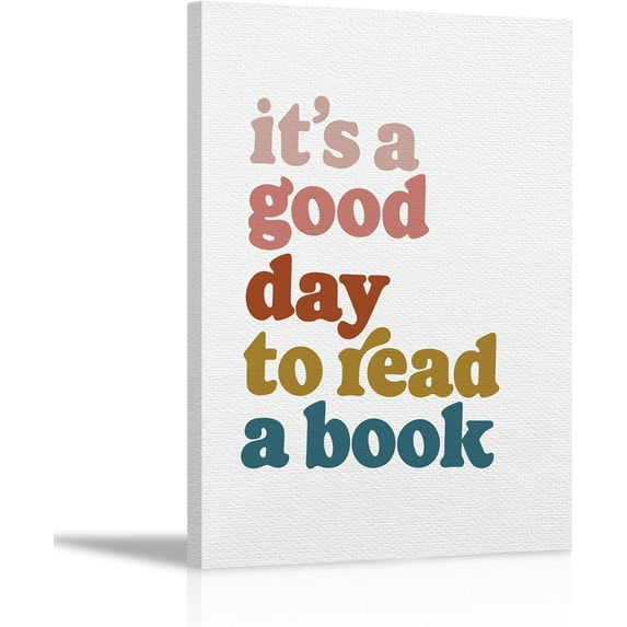 HFDF Bookish Decor Reading Nook Wall Decor, Reading Room Corner Decor for Classroom, Library Wall Decor, It's a Good Day to Read a Book Canvas Wall Art 11x14inch Framed
