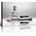 thumbnail image 1 of HFDF Buddha Zen Bathroom Decor Buddha Meditation Lotus Flowers Stone Pictures Wall Decor Spiritual Relaxg Wall Art Modern Still Life Artwork for Livg Room Spa Yoga Massage Treatment 10x8inch Unframed, 1 of 6