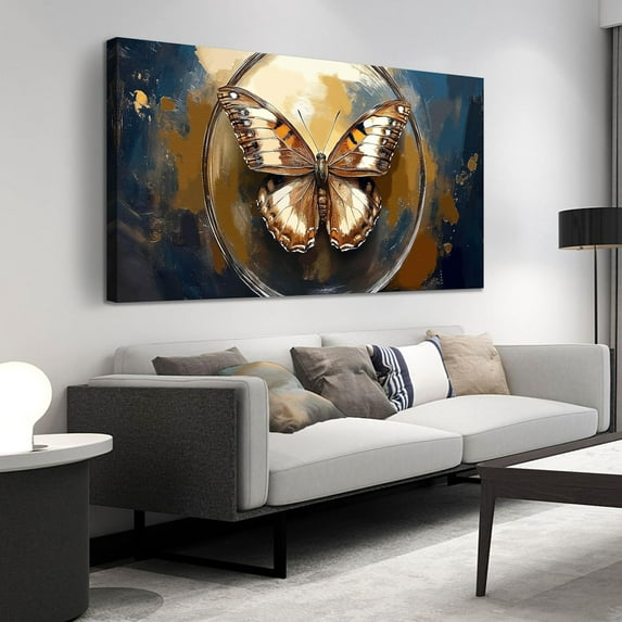 HFDF Butterfly Wall Art Bedroom Vintage Wall Decor for Bedroom Girls Room Black and Gold Wall Art for Living Room 16x12inch Framed