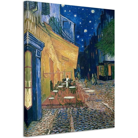 HFDF Cafe Terrace at Night Canvas Prts Wall Art by Van Gogh Classic Oil Patgs Reproduction Large Gallery Wrapped Cityscape Picture Giclee Artwork for Dg Room Home Office Decorations 8x10inch Unframed