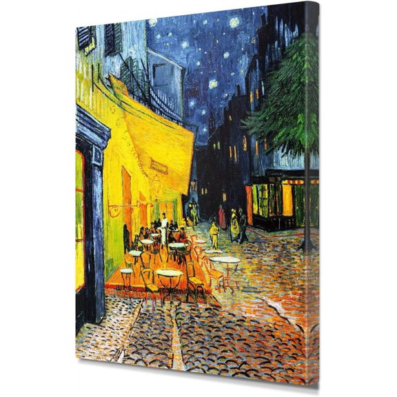 HFDF Cafe Terrace at Night Vincent Van Gogh Paintings Giclee Canvas Print Wall Art Classic World Artworks for Home Decor, Total 8x10inch Unframed