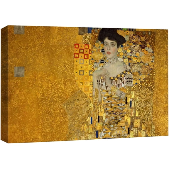 HFDF Canvas Print Wall Art Adele BlochBauer I by Gustav Klimt Nature Abstract Oil Painting Fine Art Traditional Scenic Colorful Ultra for Living Room, Bedroom, Office 14x11inch Framed
