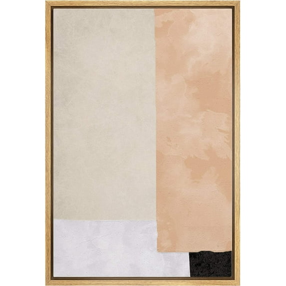 HFDF Canvas Print Wall Art Bold Brushstroke Abstract Modern Neutral Brown Illustrations Modern Art Decorative Bohemian Colorful for Living Room, Bedroom, Office - NATURAL 16x24inch Framed
