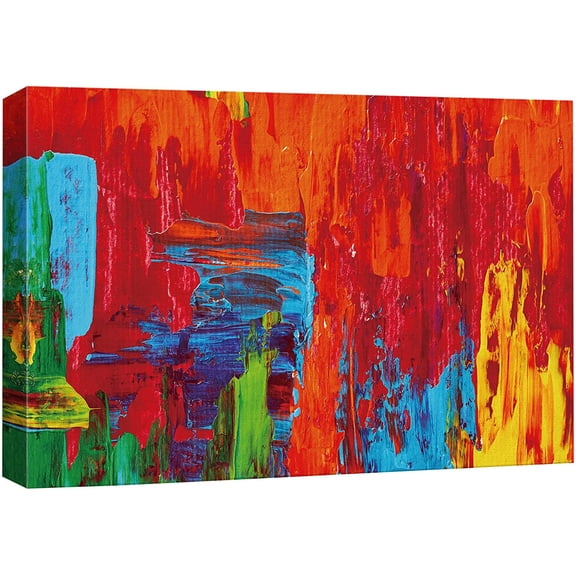 HFDF Canvas Print Wall Art Bright Red Orange Yellow Blue and Green Color Blocks with Texture Abstract Shapes Illustrations Modern Art Bohemian Colorful for Living Room Office 10x8inch Framed