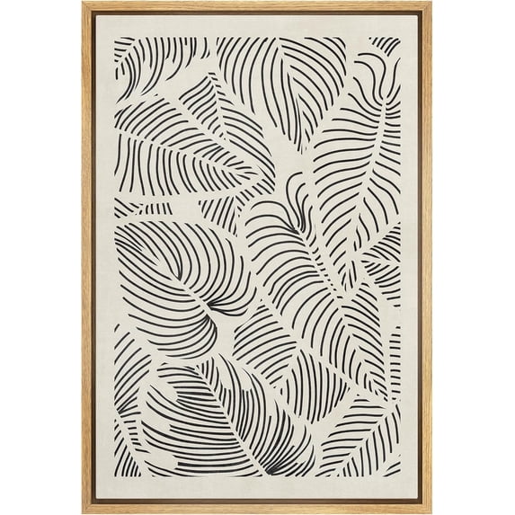 HFDF Canvas Print Wall Art Distressed Tan Grunge Geometric Pattern Abstract Shapes Illustrations Modern Art Contemporary Relax/Calm for Living Room, Bedroom, Office - Natural 12x16inch Framed