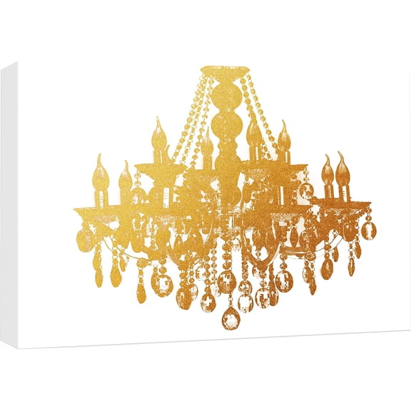HFDF Canvas Print Wall Art Golden Chandelier Silhouette on White Background Decorative Lights Digital Art Modern Art Chic Relax/Calm Multicolor for Living Room, Bedroom, Office 10x8inch Unframed