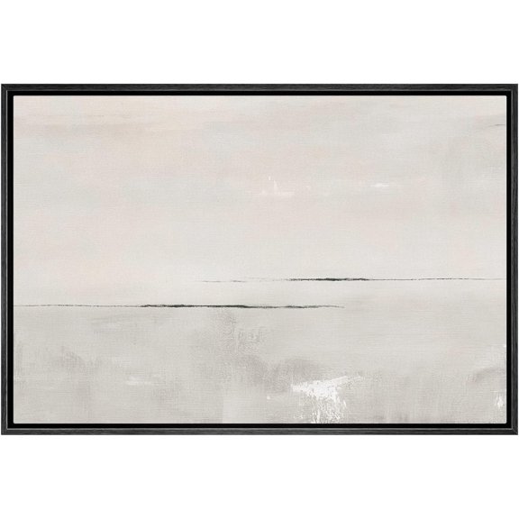 HFDF Canvas Print Wall Art Gray Watercolor Pastel Landscape Abstract Shapes Illustrations Modern Art Decorative Contemporary Chic Minimal for Living Room, Bedroom, Office - Black 10x8inch Unframed