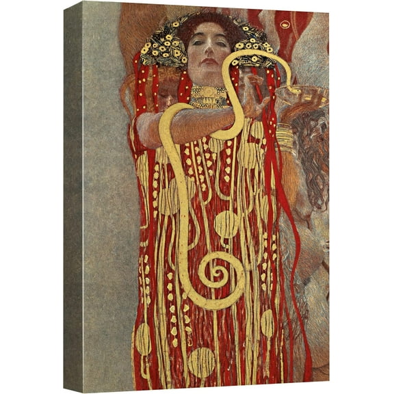 HFDF Canvas Print Wall Art Hygieia Woman & Snake by Gustav Klimt Classical Cultural Illustrations Fine Art Traditional Portrait People Multicolor for Living Room, Bedroom, Office 12x16inch Framed