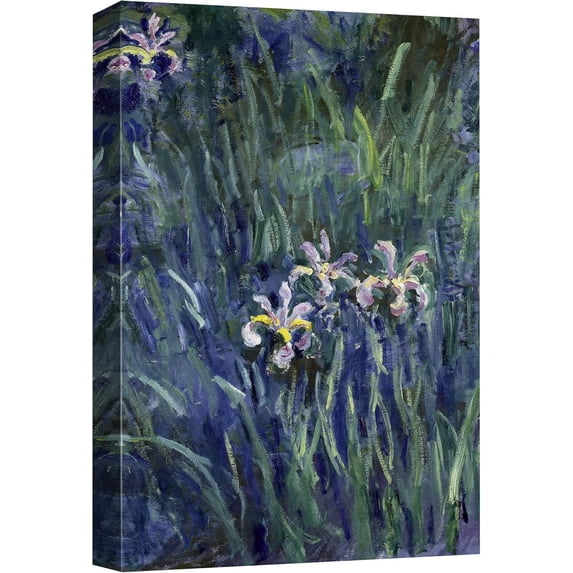 HFDF Canvas Print Wall Art Iris Flowers, 1926 Claude Monet Classical Illustrations Fine Art Decorative Vintage Watercolors Pastel Multicolor Zen for Living Room, Bedroom, Office 20x24inch Framed