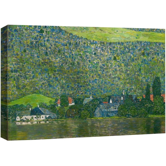 HFDF Canvas Print Wall Art Litzberg on The Attersee 1914 Gustav Klimt Classic Illustration Fine Art Decorative Vintage Colorful Historic Multicolor Retro for Living Room Office 20x16inch Framed