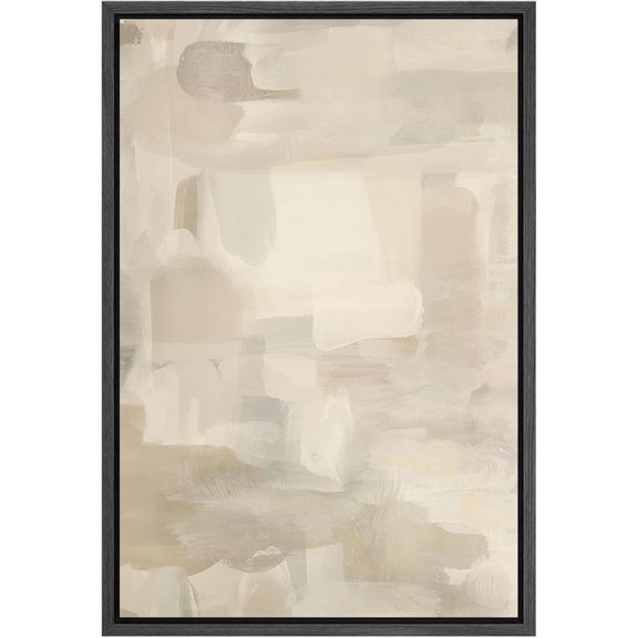 HFDF Canvas Print Wall Art Muted Shadows Abstract Deep Brown and Subtle Blush Toned Gradient Illustrations Modern Art Decorative Relax/Zen for Living Room, Bedroom, Office - BLACK 12x16inch Framed