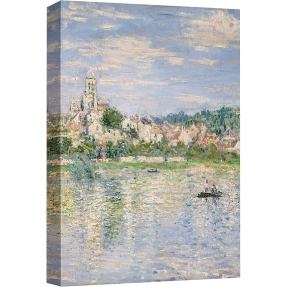 HFDF Canvas Print Wall Art Norman Farm Through Trees Claude Monet Classical Illustrations Fine Art Decorative Vintage Watercolors Pastel Multicolor Zen for Living Room, Bedroom, 16x20inch Framed