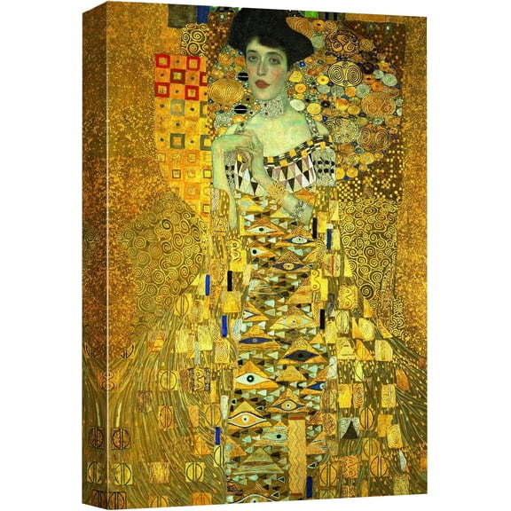 HFDF Canvas Print Wall Art Portrait of Adele Bauer Gold by Gustav Klimt Classical Cultural Illustrations Fine Art Traditional Portrait People for Living Room, Bedroom, Office 11x14inch Framed