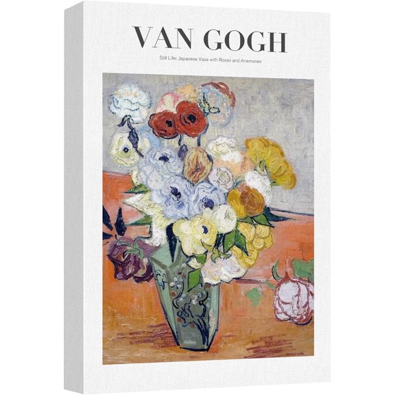 HFDF Canvas Print Wall Art Still Life Japanese Roses by Van Gogh Nature Wilderness Illustrations Fine Art Traditional Colorful Multicolor Rustic for Living Room, Bedroom, Office 8x10inch Unframed