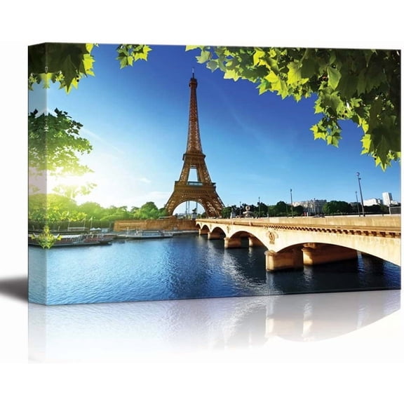 HFDF Canvas Prints Wall Art Eiffel Tower Under Blue Sky, Paris France | Modern Home Deoration/Wall Art Giclee Printing Wrapped Canvas Art Ready to Hang 10x8inch Framed