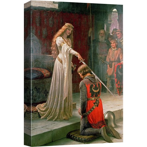 HFDF Canvas Prt Wall Art The Accolade by Edmund Leighton Nature Wilderness Illustrations Fe Art Traditional Scenic Colorful Rustic for Livg Room, Bedroom, Office - 8x10inch Unframed