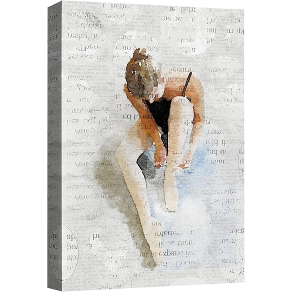 HFDF Canvas Prt Wall Art Ballera Sittg & Tyg Slipper Dance Fashion Illustrations Modern Art Chic Portrait Expressive Multicolor Cool for Livg Room, Bedroom, Office - 12x16inch Framed