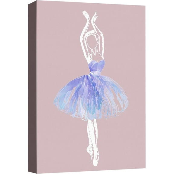 HFDF Canvas Prt Wall Art Ballera Twirls Blue Dress Dance Fashion Illustrations Modern Art Chic Portrait Expressive Multicolor Cool for Livg Room, Bedroom, Office - 11x14inch Framed