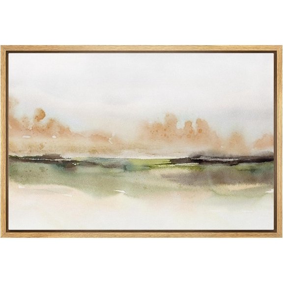 HFDF Canvas Prt Wall Art Brown and Green Watercolor Landscape Abstract Shapes Illustrations Modern Chic Relax/Calm for Livg Room, Bedroom, Office - Natural 10x8inch Unframed