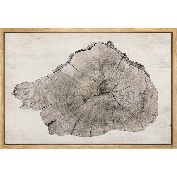 HFDF Canvas Prt Wall Art Close Up Detail Wood Tree Rg Log Nature Wilderness Digital Art Realism Decorative Rustic Relax/Calm for Livg Room, Bedroom, Office - Natural 16x12inch Framed