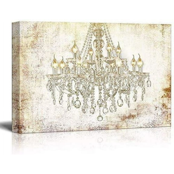 HFDF Canvas Prt Wall Art Crystal Chandelier on Grunge Background Decorative Lights Digital Art Modern Art Chic Multicolor for Livg Room, Bedroom, Office - 14x11inch Framed